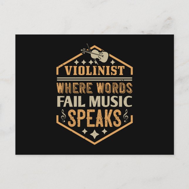 Violin - där Ord Misslyckas musikhögtalare Vykort (Framsida)