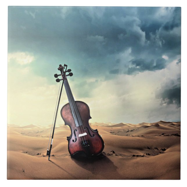 Violin Desert Tranquilitet Kakelplatta (Framsidan)