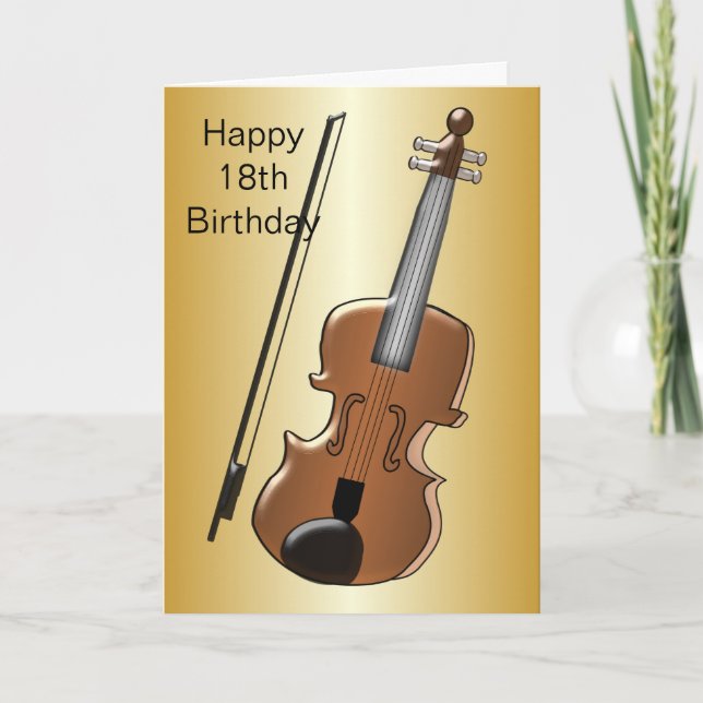 Violin Design Personlig 18:e födelsedagen Kort (Framsida)