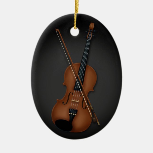Violin eller Vila & Bow Musical Instrument Black Julgransprydnad Keramik (Framsidan)