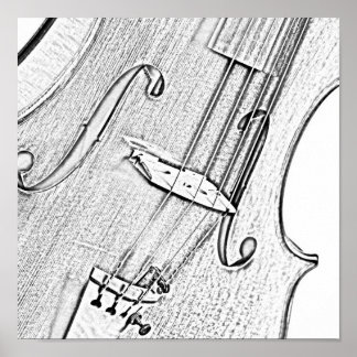 Violin eller Viola Bläck Teckning Poster