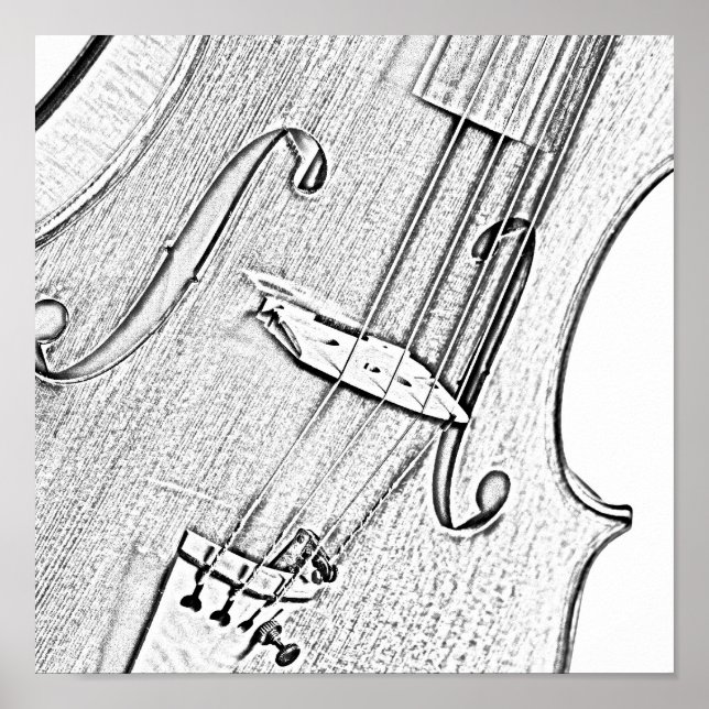Violin eller Viola Bläck Teckning Poster (Framsidan)
