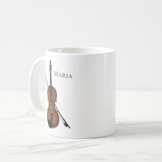 Violin eller Viola med Bow Classical Music Anpassn Kaffemugg (Framsida vänster)