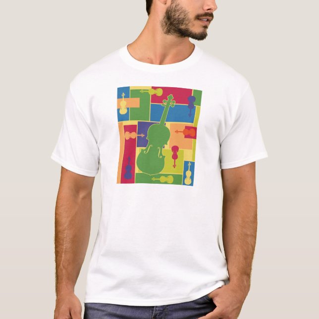 Violin Färgblock T Shirt (Framsida)