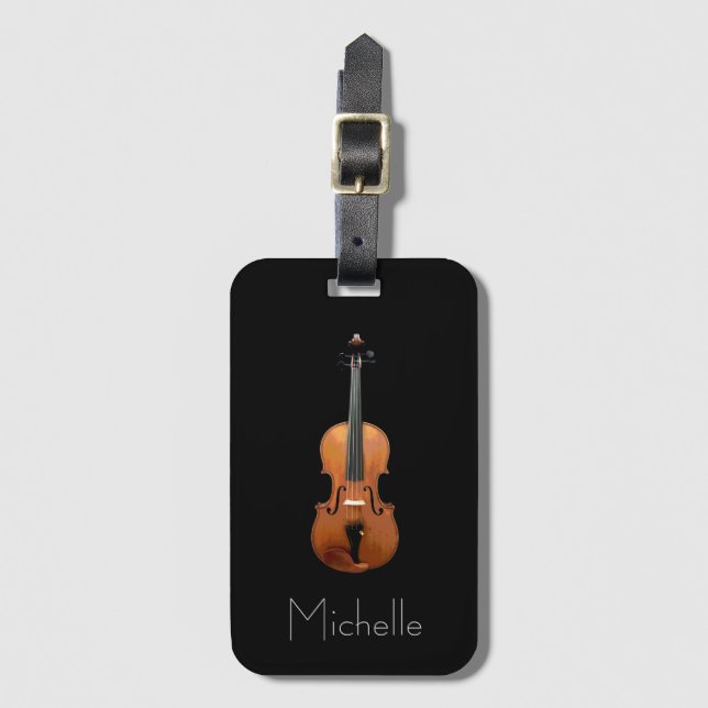Violin Fodral Monogram Black Minimalist Bagagebricka (Framsida vertikal)