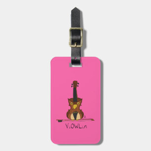 Violin Funny Musician Tecknad Bagagebricka
