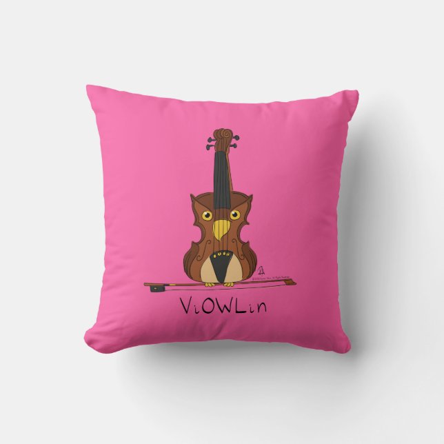 Violin Funny Musician Tecknad Kudde (Framsida)