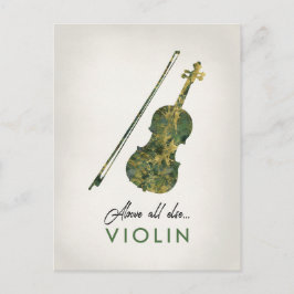 Violin - Grönt Marble Music Vykort