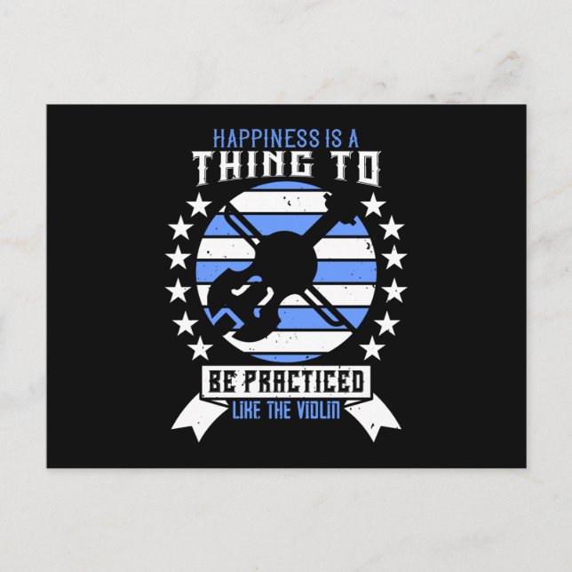 Violin -Happiness måste praktiseras Vykort (Framsida)