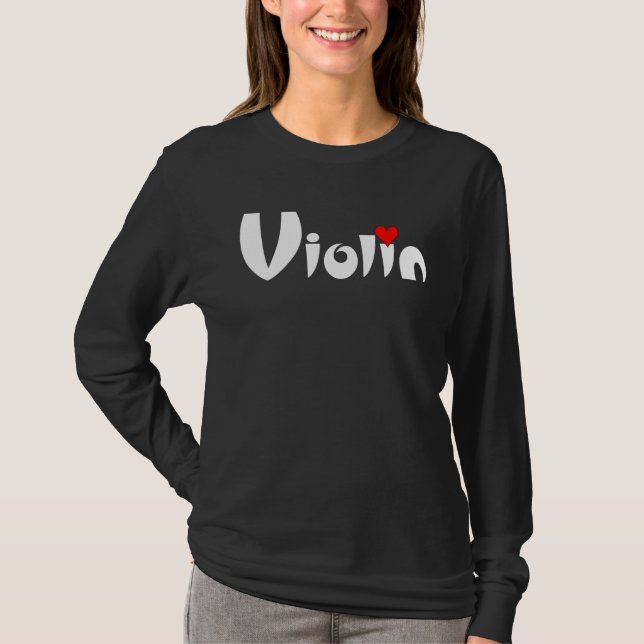 Violin Heart  T Shirt (Framsida)