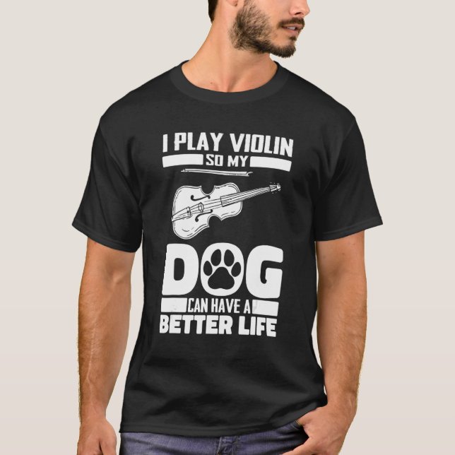Violin Hund Fiddle Spelman Violinist T Shirt (Framsida)