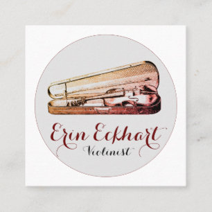 Violin i Fodral Violinist Musician Fyrkantigt Visitkort