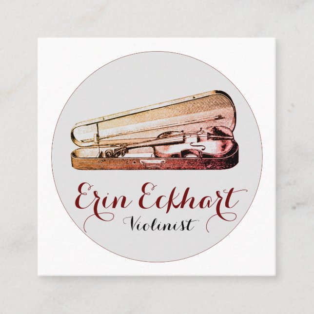 Violin i Fodral Violinist Musician Fyrkantigt Visitkort (Framsida)