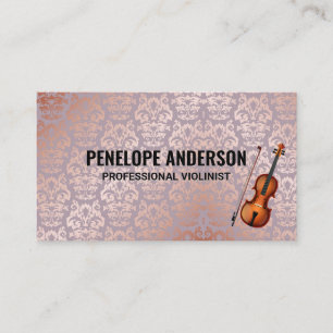 Violin Instrument   Luxury Damask Pattern Visitkort