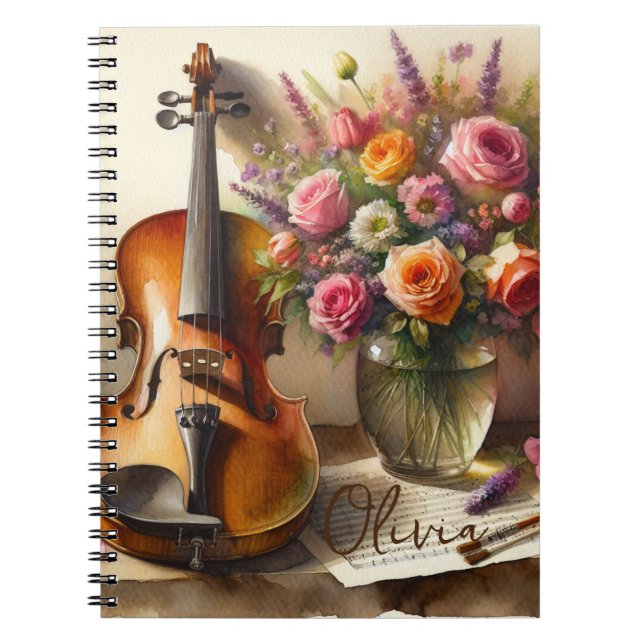 Violin, Lakan Music och Vas i Flowers Anteckningsbok (Framsidan)