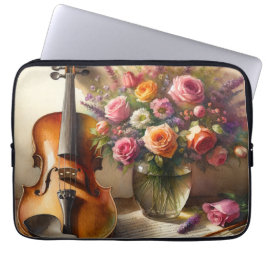 Violin, Lakan Music och Vas i Flowers Laptop Fodral