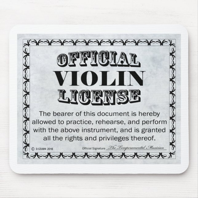 Violin License Musmatta (Framsidan)