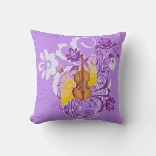 Violin Lila Blommigt Swirl Dekorativ kudde