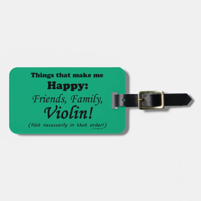 Violin Makes Me Lycklig Bagagebricka (Horisontell Framsida)