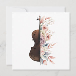 Violin med blommor. julkort