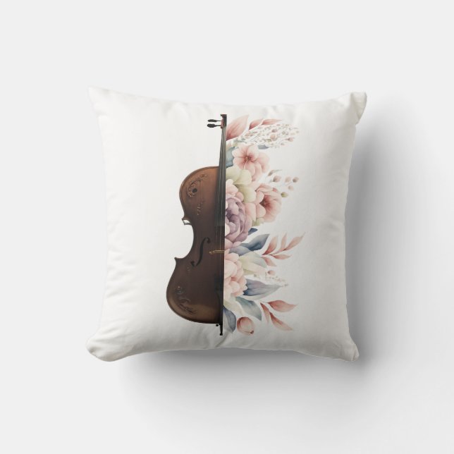 Violin med blommor. kudde (Framsida)
