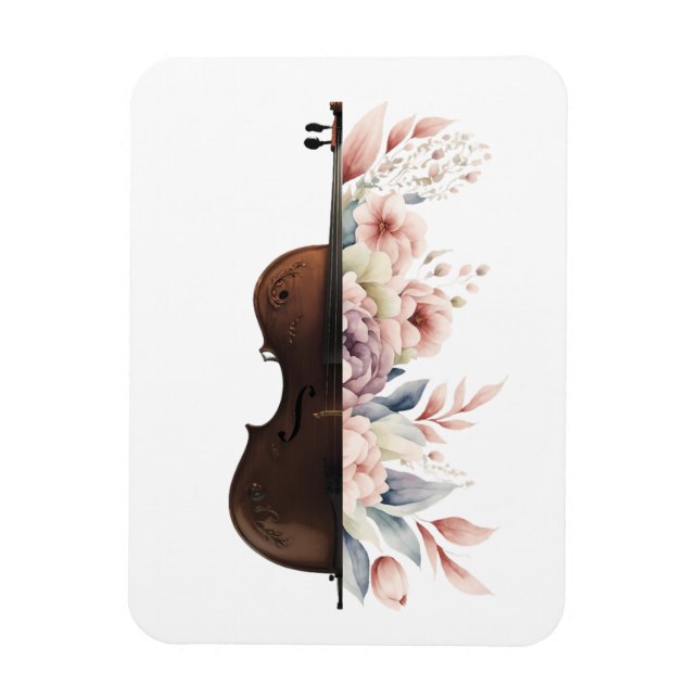 Violin med blommor. magnet (Vertikal)