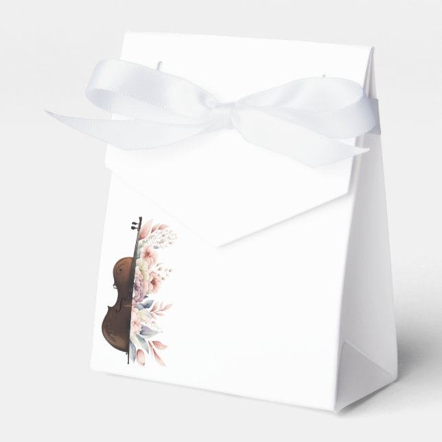 Violin med blommor. presentaskar (Framsidan Sidan)