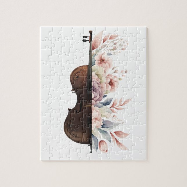 Violin med blommor. pussel (Vertikal)