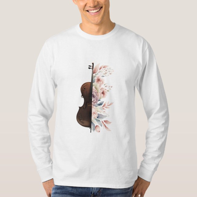 Violin med blommor. t shirt (Framsida)