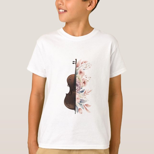 Violin med blommor. t shirt (Framsida)