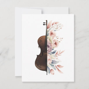 Violin med blommor. tack kort