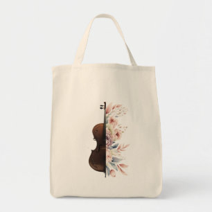 Violin med blommor. tygkasse