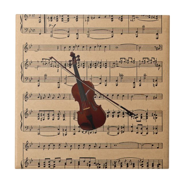 Violin med Lakan Music Background Kakelplatta (Framsidan)