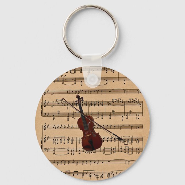 Violin med Lakan Music Background Nyckelring (Framsida)
