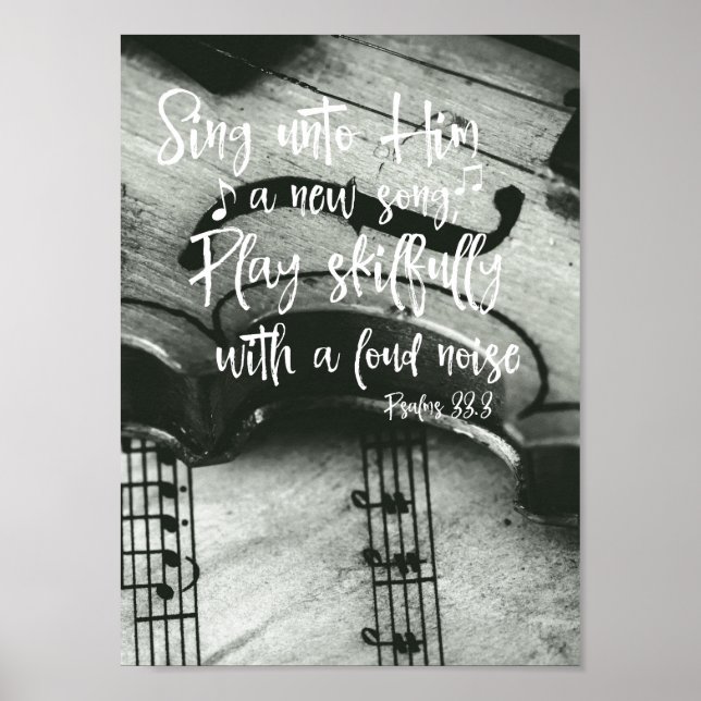 Violin med Psalms Bible Verse Poster (Framsidan)