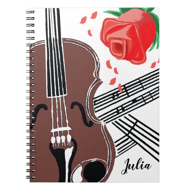 Violin med Ro Lakan Music Personlig Notebook Anteckningsbok (Framsidan)