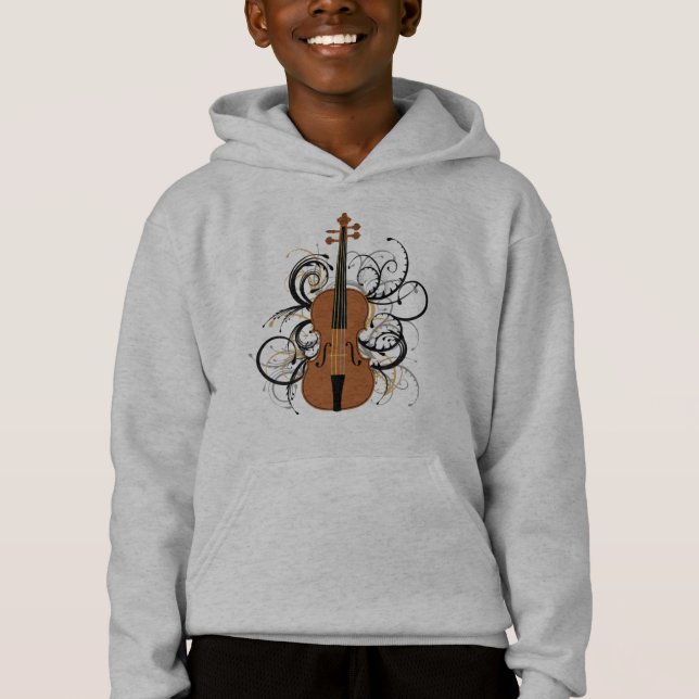 Violin med Swirls Tee Shirt (Framsida)
