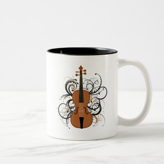 Violin med Swirls Två-Tonad Mugg (Höger)