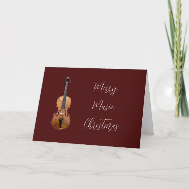 Violin Merry Music Elegant Typography Helgkort (Framsida)
