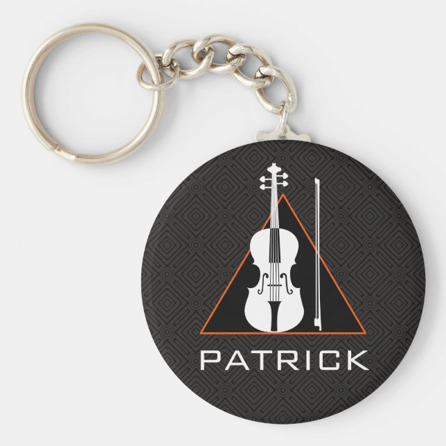 Violin minimal negativ rymd Modern Violinist Nyckelring (Framsidan)