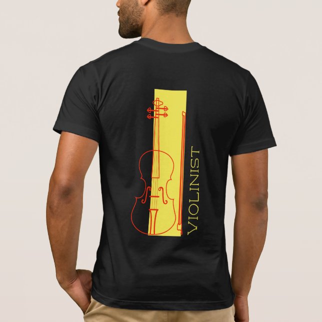 Violin minimalist black + gult Modern Violinist T Shirt (Baksida)