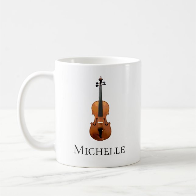 Violin Monogram Classical Music Fiddle Kaffemugg (Vänster)