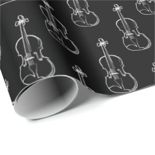 Violin Mönster - Black and White Presentpapper