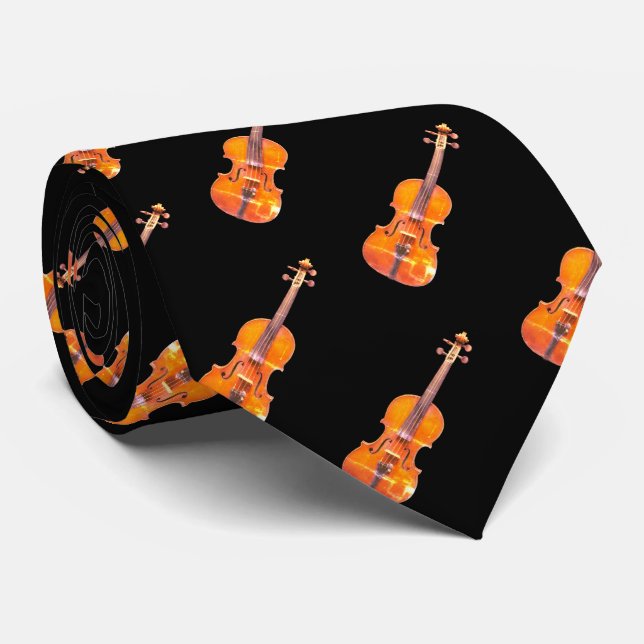 Violin Mönster Musical Instrument Music Älskare Slips (Rullad)