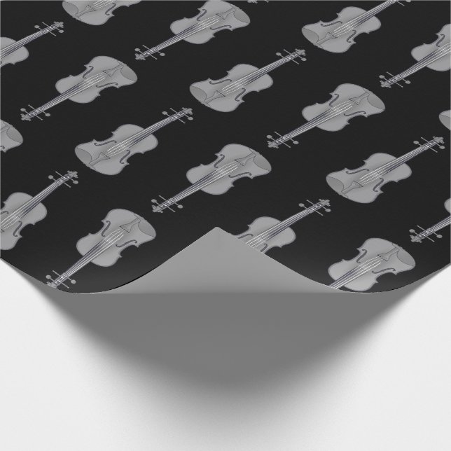Violin Mönster - Silver och Black Presentpapper (Hörn)