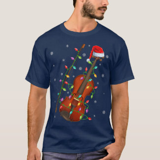 Violin Music Älskare Julafton Ljus Santa Violin T Shirt