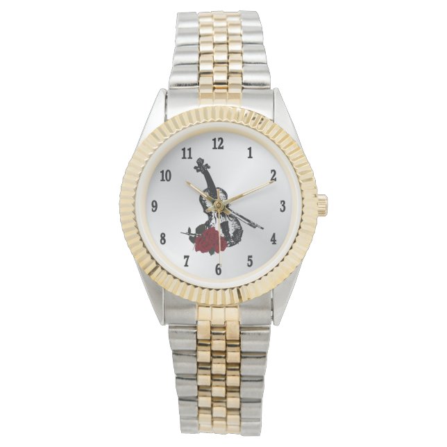 Violin Music Black Numbers Armbandsur (Framsida)