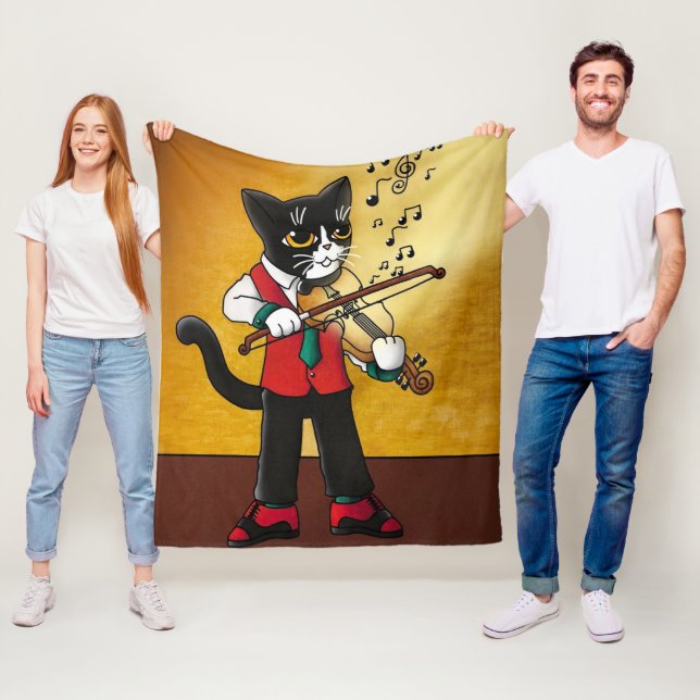Violin Music Cat Fleecefilt (På plats)