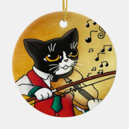 Violin Music Cat Julgransprydnad Keramik