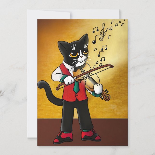 Violin Music Cat Kort (Framsida)